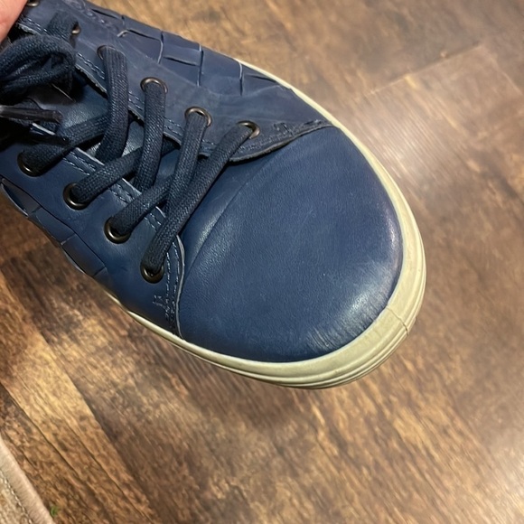ECCO Soft 7 Woven Navy Blue Leather Sneakers Extra Width Size 9 - Picture 4 of 13